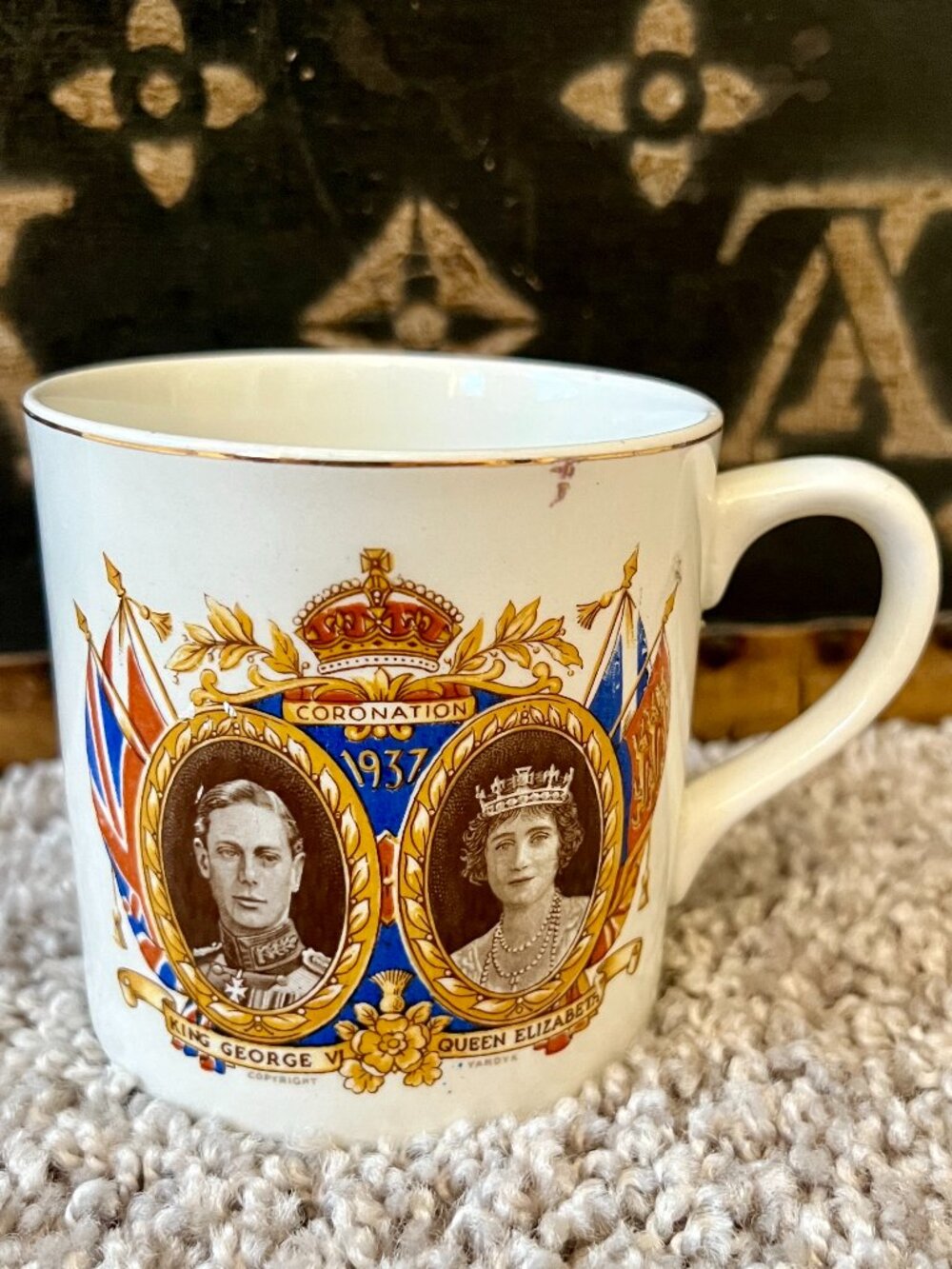 Antique King George VI & Queen Elizabeth Coronation Mug Cup 1937
